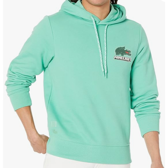 Lacoste Men's Long Sleeve Minecraft Croc Hooded Sweatshirt Green 2XL